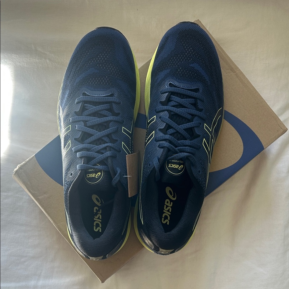 ASICS Navy and Lime Athletic Sneakers